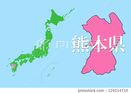 Map of Japan Kumamoto Prefecture 129314710