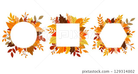 Autumn foliage frame set vector graphic 129314802