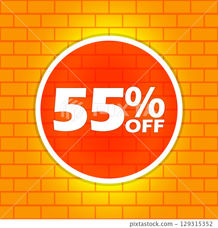 55% Off Discount Sale Banner on Brick Wall 55% Off Discount Sale Banner on Brick Wall 129315352