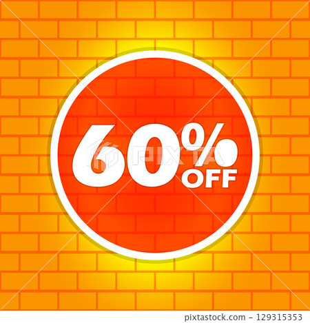 60% Off Sale Discount Promotion on Orange Brick Wall 129315353
