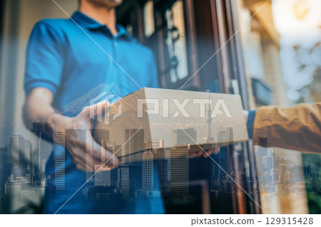 Japanese logistics, modern delivery concept 129315428