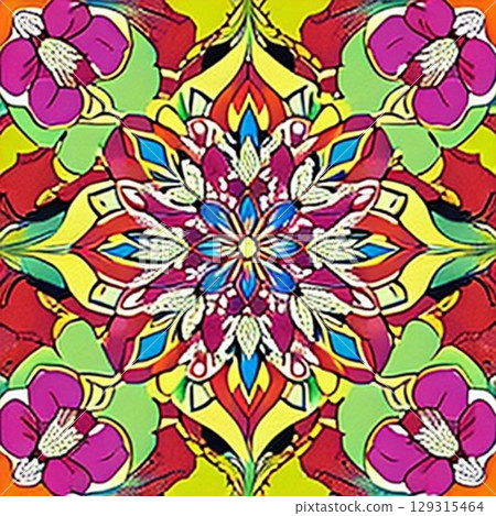 seamless pattern with mandala shape 129315464