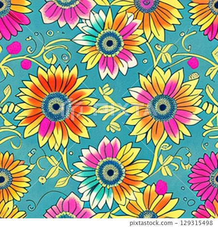 seamless pattern with sunflowers seamless pattern with sunflowers 129315498