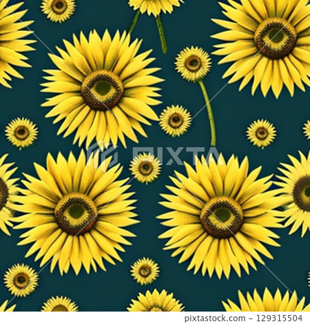 seamless pattern with sunflowers 129315504