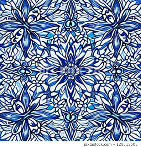 seamless pattern with mandala shape 129315505