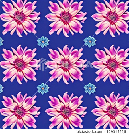 seamless spring pattern with pink flowers 129315516