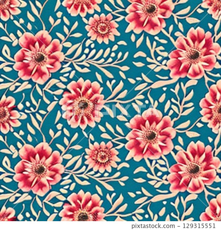 vintage floral seamless pattern with daisy flowers 129315551