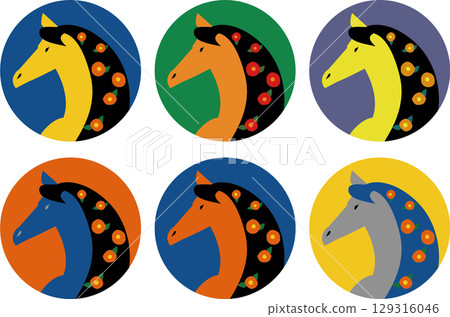 Colorful horse illustration set 129316046