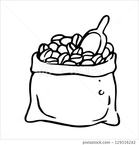 bag of roasted coffee. vector illustration in doodle style 129316282