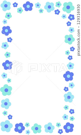 Cute retro colorful floral frame Cute retro colorful floral frame 129316930