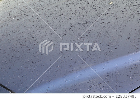 water droplets on car hood water droplets on car hood 129317493