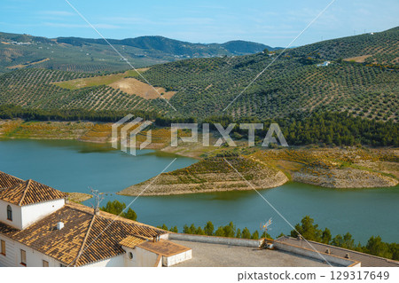 view over the reservoir seen from Iznajar, Spain view over the reservoir seen from Iznajar, Spain 129317649
