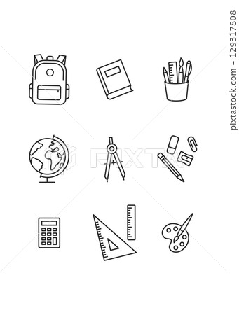 School supplies line art icons stock illustration School supplies line art icons stock illustration 129317808