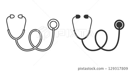 Stethoscope monochrome icon 129317809