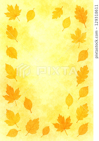 秋天背景素材，黃葉飄落 129318611