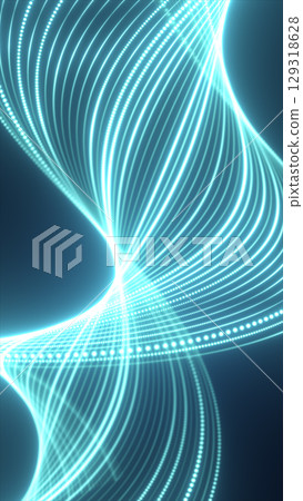 Dynamic abstract composition of glowing turquoise light trails forming intricate, fluid patterns Dynamic abstract composition of glowing turquoise light trails forming intricate, fluid patterns 129318628
