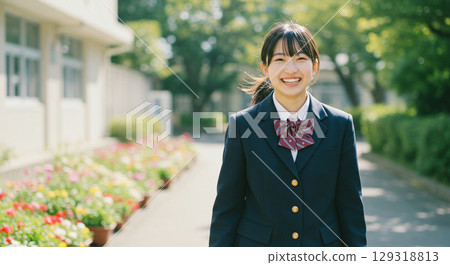Smiling Japanese female student Smiling Japanese female student 129318813