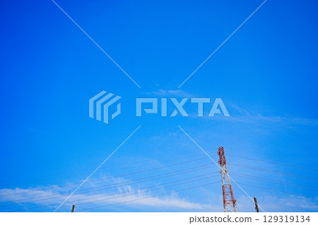 Steel tower and summer sky Steel tower and summer sky 129319134