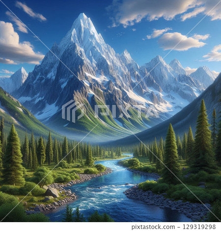 panorama of winter mountains 129319298