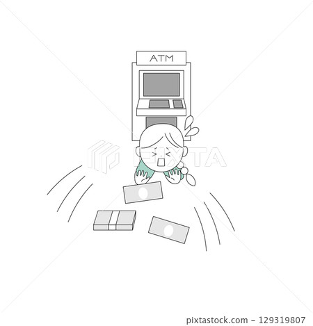 一名女子被吸入 ATM 機的插圖 一名女子被吸入 ATM 機的插圖 129319807