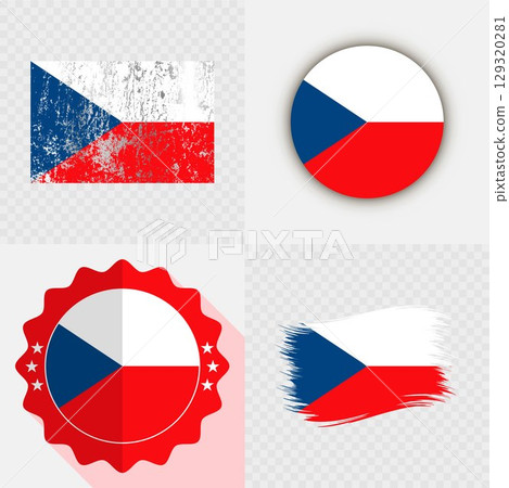 Czech Republic National Flag Icon Collection. 129320281