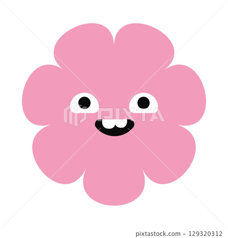 Cartoon flower with expressive eyes and cheerful face. Vibrant and playful character in modern flat design. Cartoon flower with expressive eyes and cheerful face. Vibrant and playful character in modern flat design. 129320312