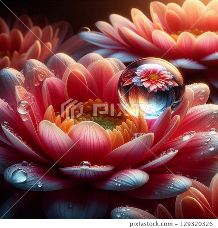 water lily flower in pond 129320326