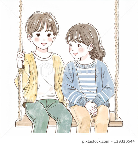 兒童手繪水彩插圖 129320544