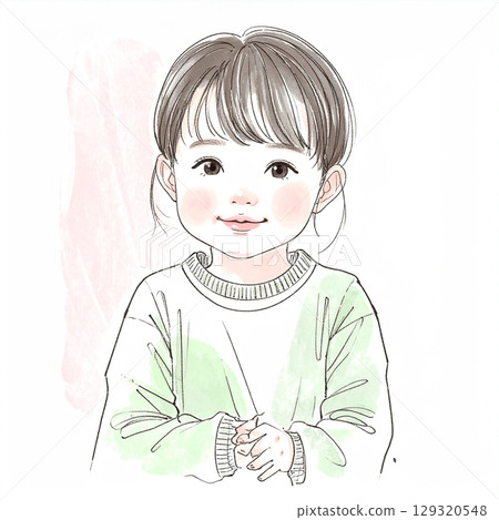 兒童手繪水彩插圖 129320548