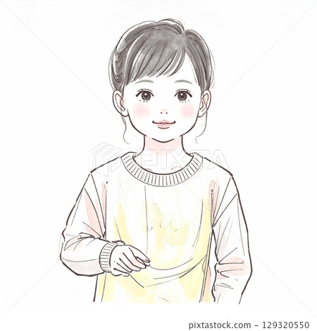Hand-drawn watercolor illustration of children 129320550