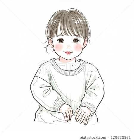 Hand-drawn watercolor illustration of children 129320551