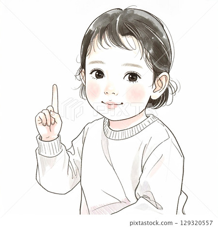 Hand-drawn watercolor illustration of children 129320557