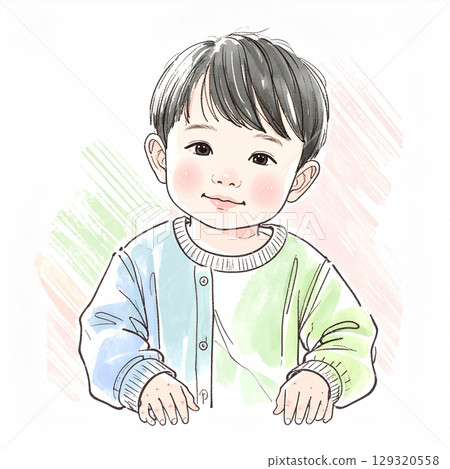 兒童手繪水彩插圖 129320558