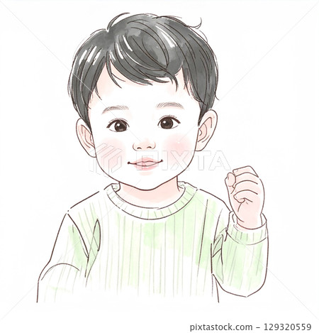 Hand-drawn watercolor illustration of children Hand-drawn watercolor illustration of children 129320559