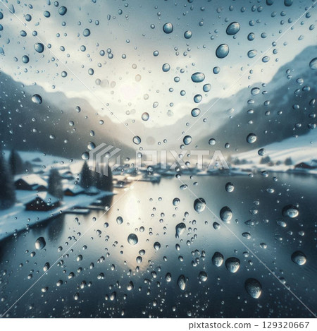 water drops on a window 129320667