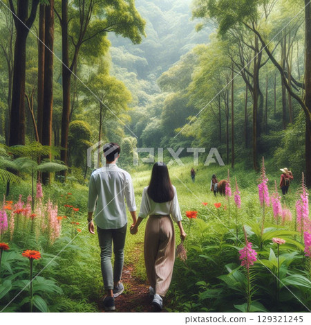 family in park 129321245