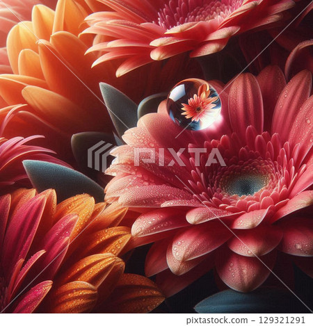 red gerbera flowers on dark background 129321291