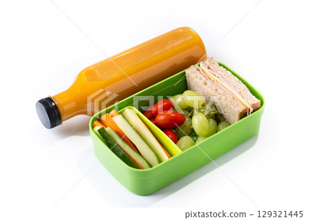 Healthy Lunchbox for school with sandwich,fruit and vegetables Healthy Lunchbox for school with sandwich,fruit and vegetables 129321445