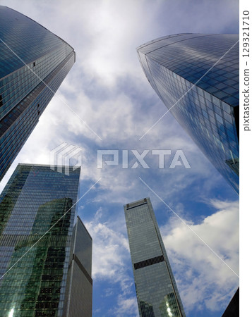 modern office buildings on a background of sky 129321710
