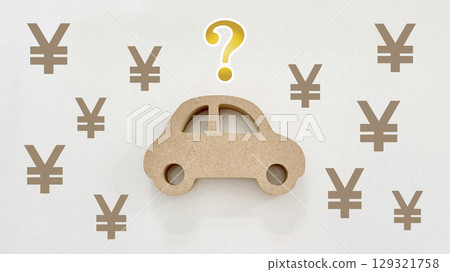 天然汽車配件和大量日元和問號 天然汽車配件和大量日元和問號 129321758