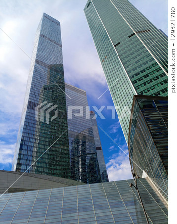 business center skyscrapers in the blue sky background 129321780