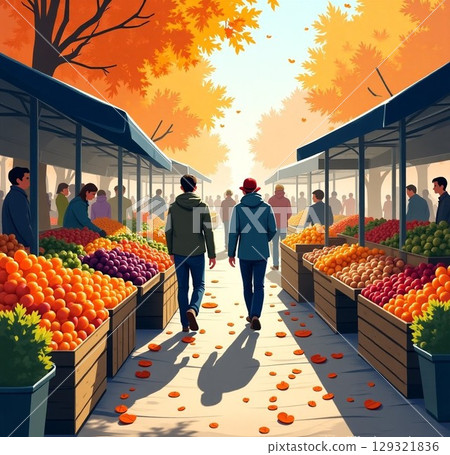 Parent and child walking in the park 129321836