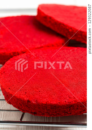 Red Velvet Cake Layers 129322087
