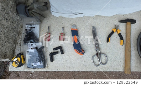 Assorted gardening and diy tools for home projects and repairs Assorted gardening and diy tools for home projects and repairs 129322549