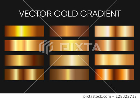 Vector gold gradient set with rich metallic shine Vector gold gradient set with rich metallic shine 129322712