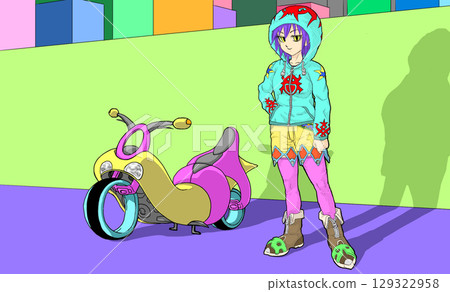 BIKE AND GIRL 129322958