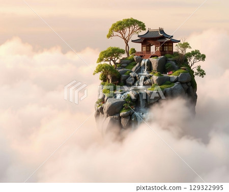 Serene Cloud Island: A Tranquil Japanese Sanctuary Above the Skies 129322995