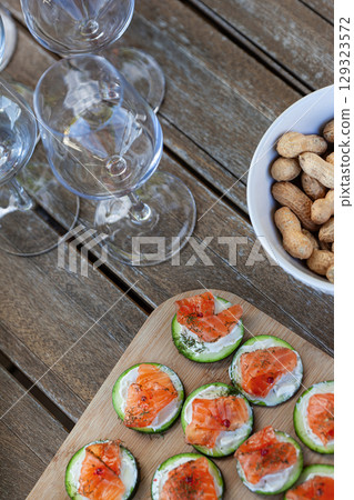 Aperitif time on the terrace 129323572