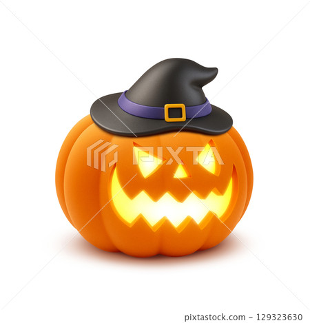 萬聖節南瓜插圖逼真 129323630