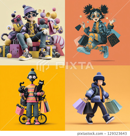 Playful Cartoon Style Black Friday Banner with Bright Colors 129323643